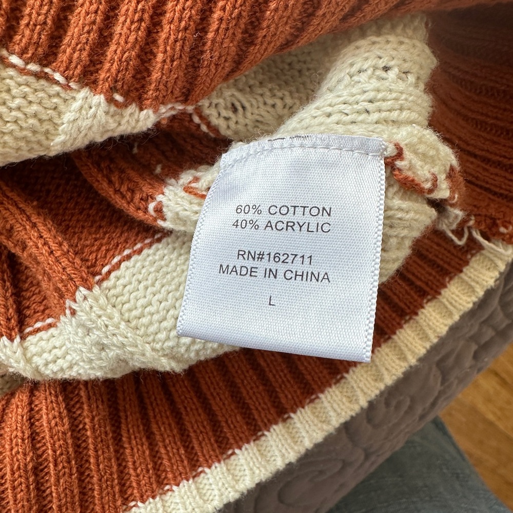 Burnt Orange and Cream Knit Sweater Vest - Picture 6 of 6